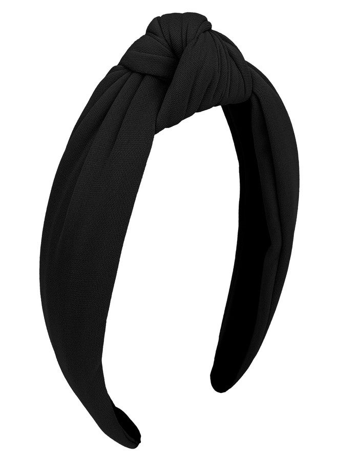 CURASA Headbands for Women Girls Non Slip Knotted Headband Wide Preppy Fashion Hairband Black Top Knot Hair Accessories Fabric Comfortable Hair Bands Elastic Head Bands Costume Party Gifts - Image 1
